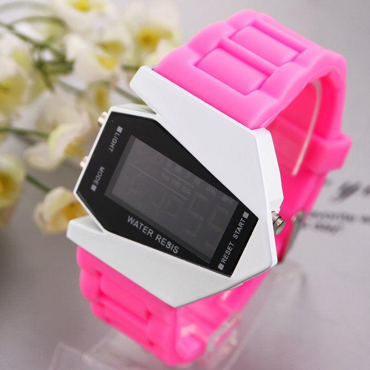 Aircraft LED Watches Digital hours Stainless steel Case Sports Watch Back Light rubber strap Casual watches